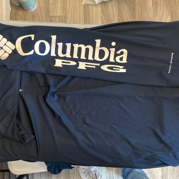 Columbia PFG Omni-Shade Quarter Zip Pullover Jacket Athletic Navy Blue Small - Picture 6 of 10